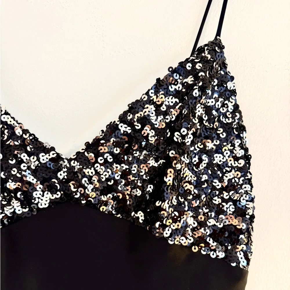 Zara Black and Silver Sequin Maxi Dress - Picture 5 of 6